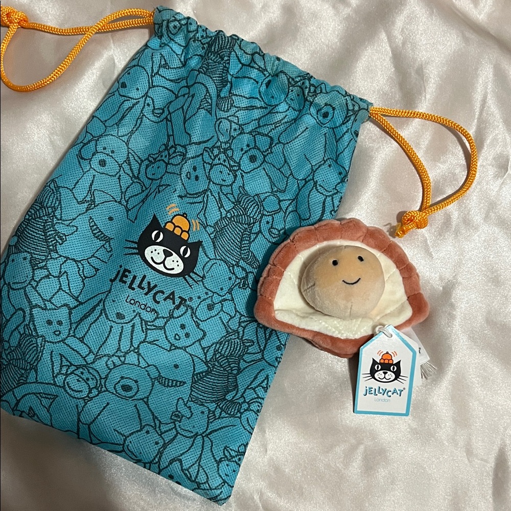 Rare Jellycat Teal Bag with Scallop Plush